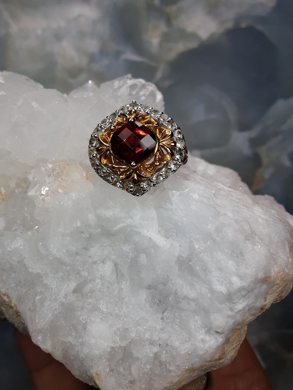 925 Garnet And White Topaz. PRICE IS FIRM.